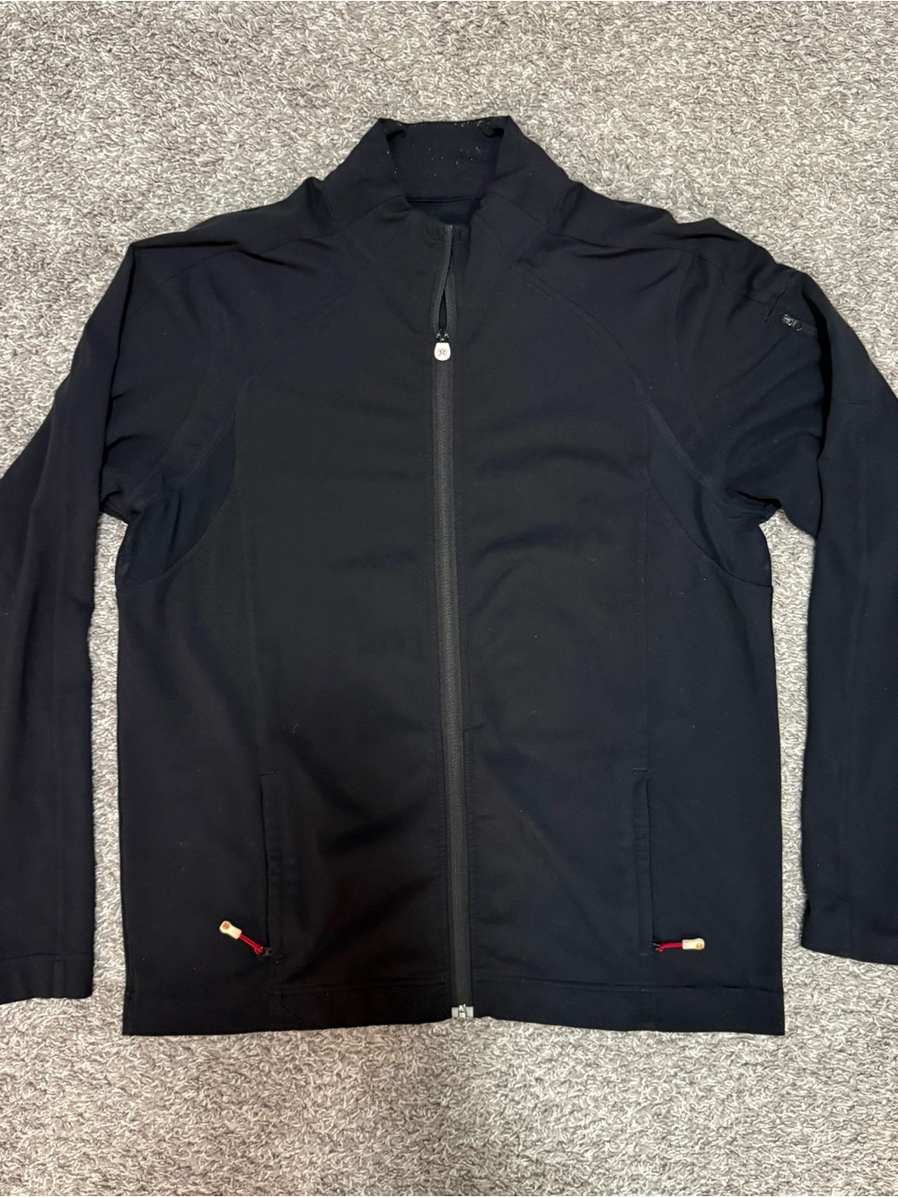 lululemon athletica Men's Black Full-Zip Shirt Jacket with Red Pull Tabs